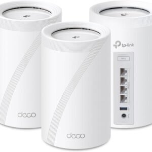 TP-Link Tri-Band WiFi 7 BE10000 Whole Home Mesh System (Deco BE63) - 6-Stream 10 Gbps, 4X 2.5G Ports Wired Backhaul, 4X Smart Internal Antennas, VPN, AI-Roaming, MU-MIMO, HomeShield (3-Pack)